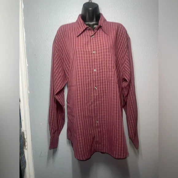 Alfani | Shirts | Alfani Mens Long Sleeve Shirt Burgundy And Gold Size  Large Not New Normal Wear | Poshmark